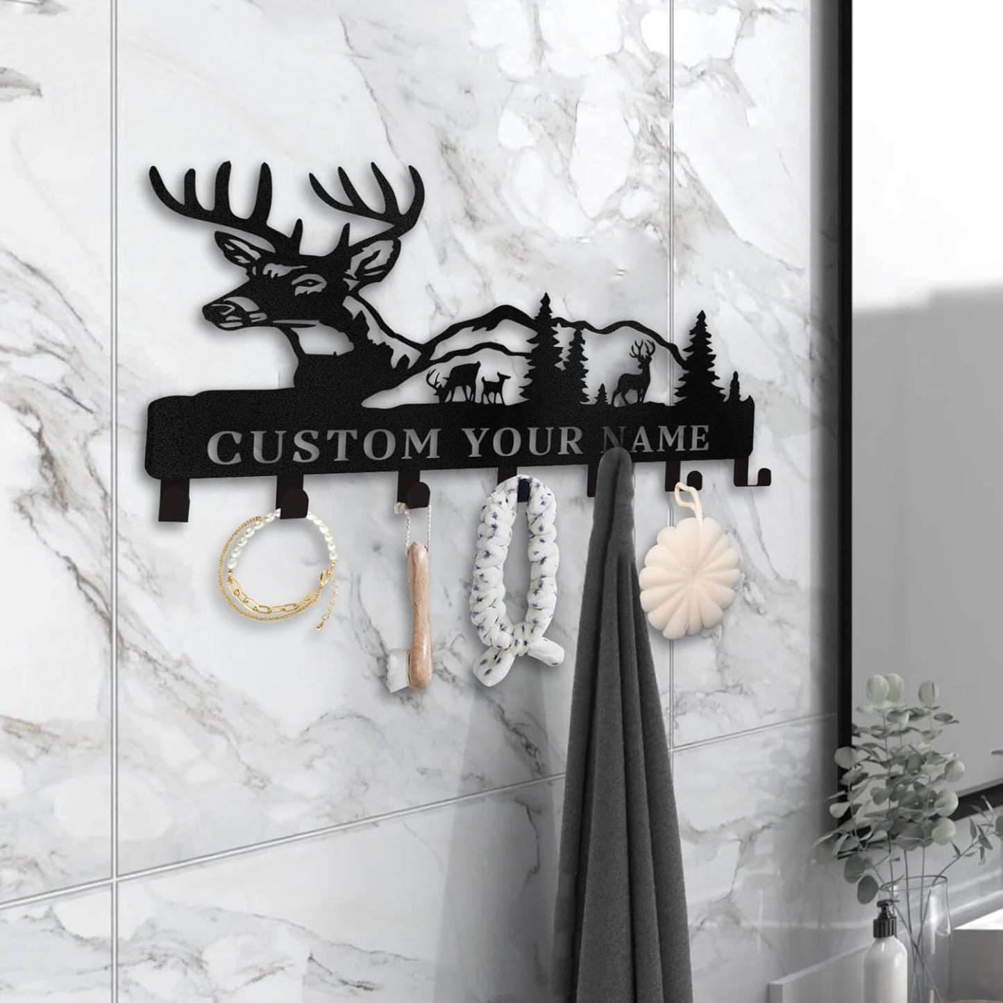 Personalized Key Holder for Wall, Custom Family Name Key Rack Holder-MetalsignX