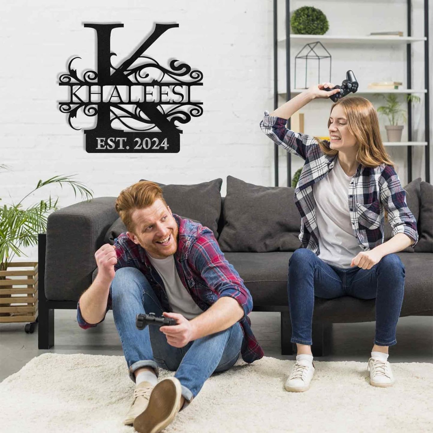 Custom Family Name Metal Sign, Split Letter Monogram Wall Decor, Perfect for Wedding Gifts-MetalsignX