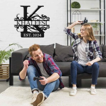 Custom Family Name Metal Sign, Split Letter Monogram Wall Decor, Perfect for Wedding Gifts-MetalsignX