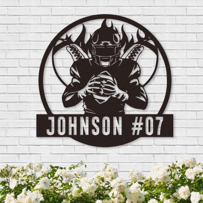 Personalized Football Metal Sign, Metal Signs Customized, Custom Ball Football Metal Wall Art, Custom Signs Outdoor Metal, Custom Name Sign Football Room Decor for Boys