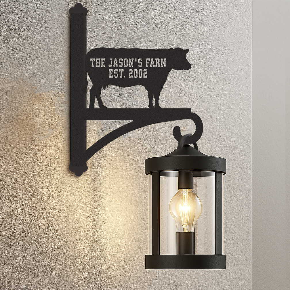 Custom Farm Plant Hanger Wall Bracket with Cow Design, Personalized Metal Hook for Hanging Plants, Bird Feeders, Outdoor Farmhouse Garden Decor