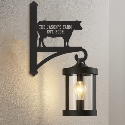 Custom Farm Plant Hanger Wall Bracket with Cow Design, Personalized Metal Hook for Hanging Plants, Bird Feeders, Outdoor Farmhouse Garden Decor