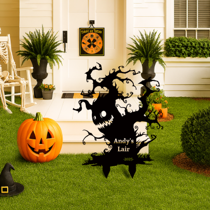 Custom Halloween Metal Garden Stake Halloween Metal Yard Art Sign Personalized Black Cat Scary Horror Outdoor Decor Spooky Season