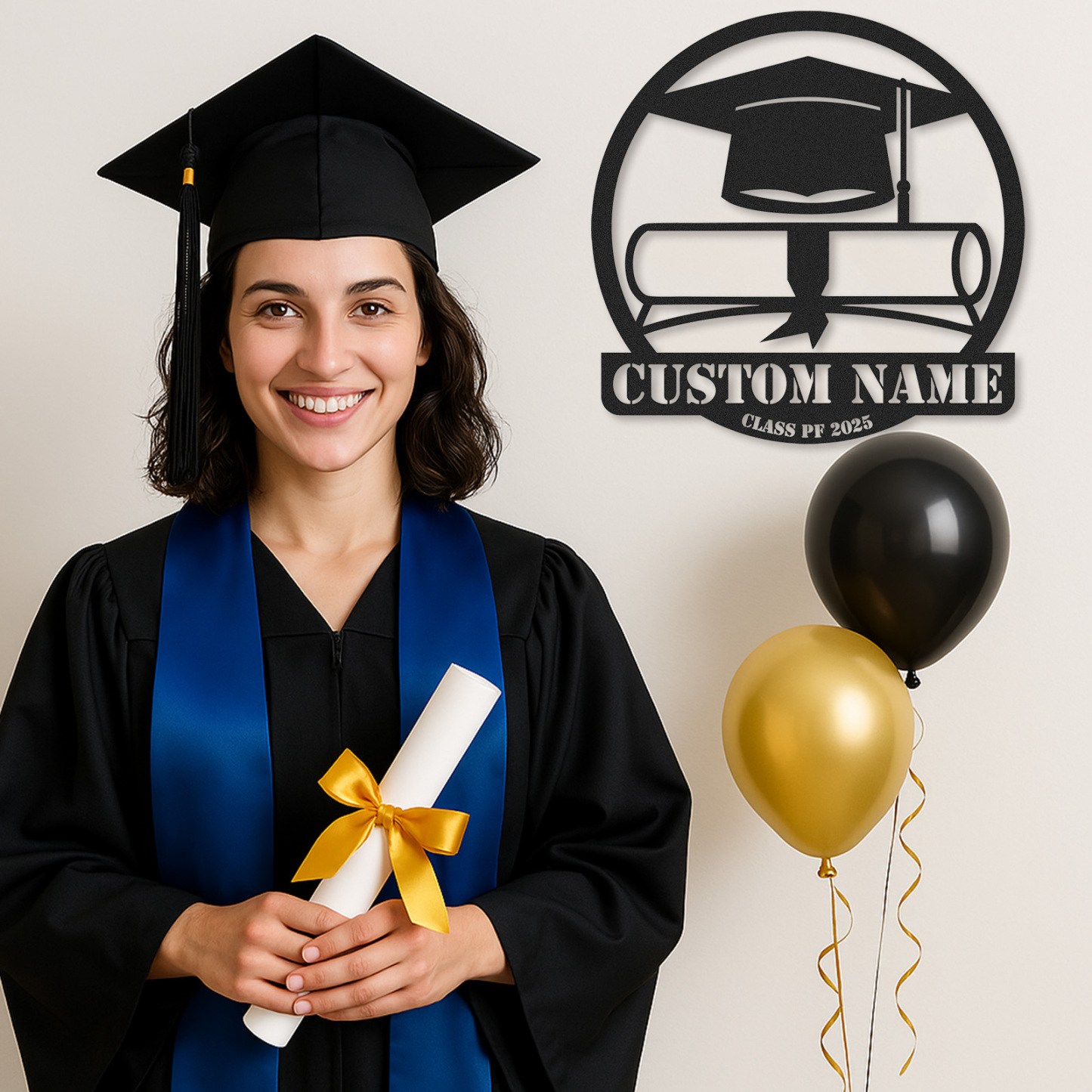 [Copy][Copy][Copy][Copy][Copy]Custom Minimalist Graduation Metal Sign Class of 2025 Personalized Wall Decor