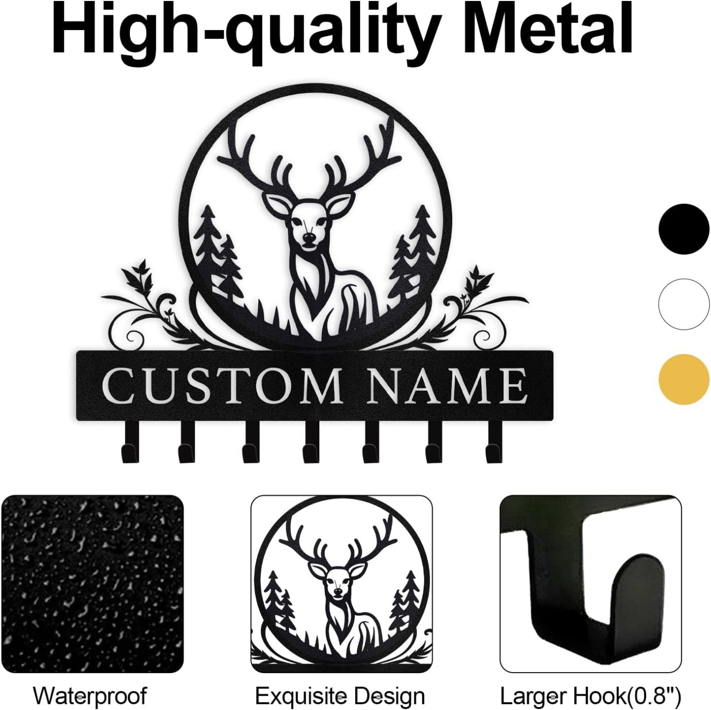 Personalized Polar Deer Key Holder, Custom Name  Key Rack  | Functional Home Decor-MetalsignX