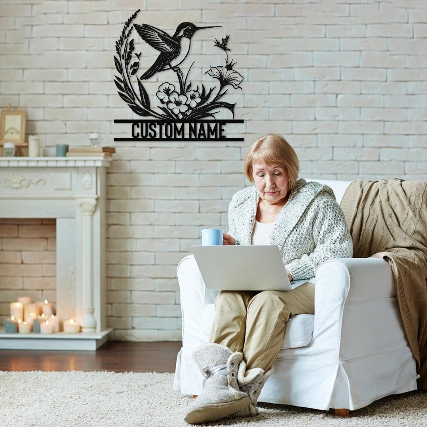 Metal Name Sign Birds Welcome Plaque, Custom Garden Sign Yard Signs ms011-MetalsignX