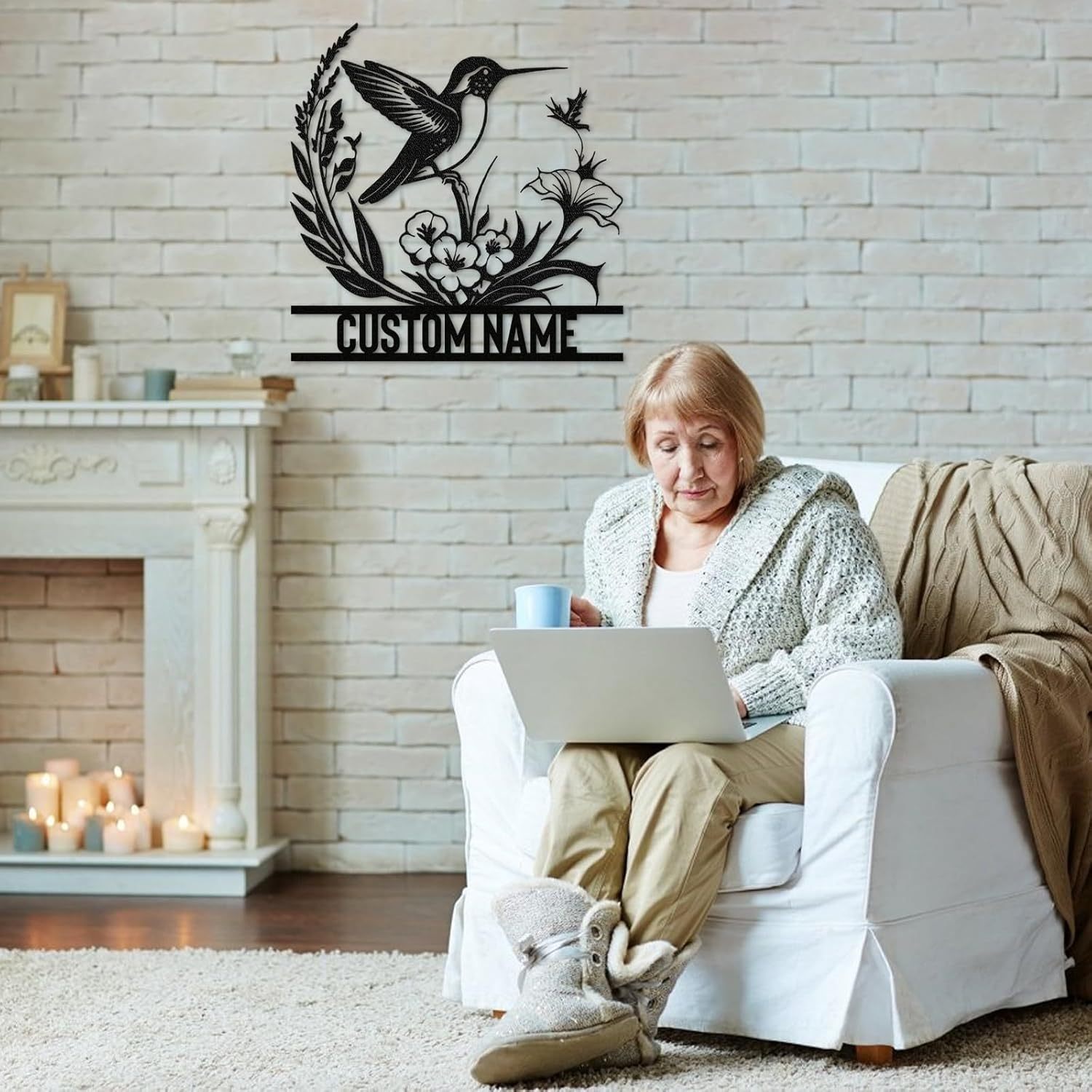 Metal Name Sign Birds Welcome Plaque, Custom Garden Sign Yard Signs ms011-MetalsignX