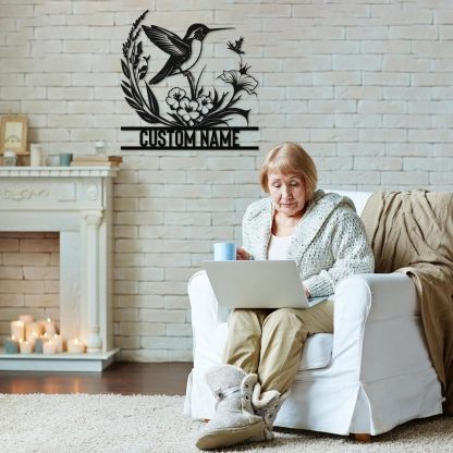 Metal Name Sign Birds Welcome Plaque, Custom Garden Sign Yard Signs ms011-MetalsignX