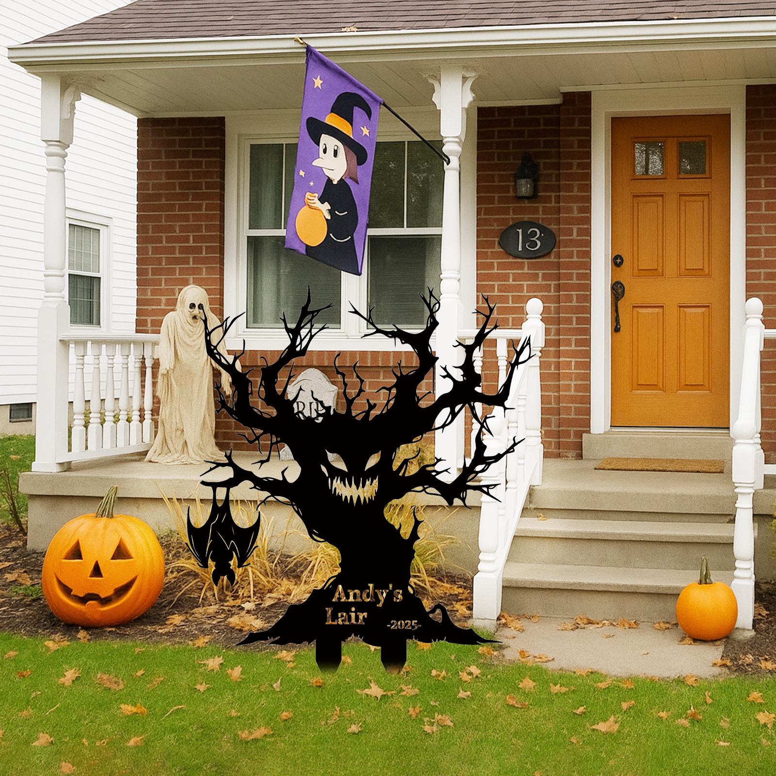 Custom Halloween Metal Garden Stake Halloween Metal Yard Art Sign Personalized Black Cat Scary Horror Outdoor Decor Spooky Season