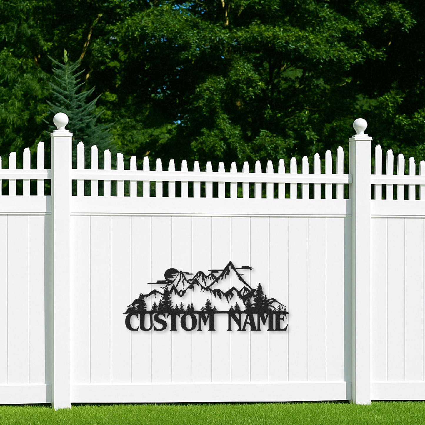 Mountain Landscape Metal Sign, Custom Forest Cabin Wall Decor, Personalized Rustic Name Sign