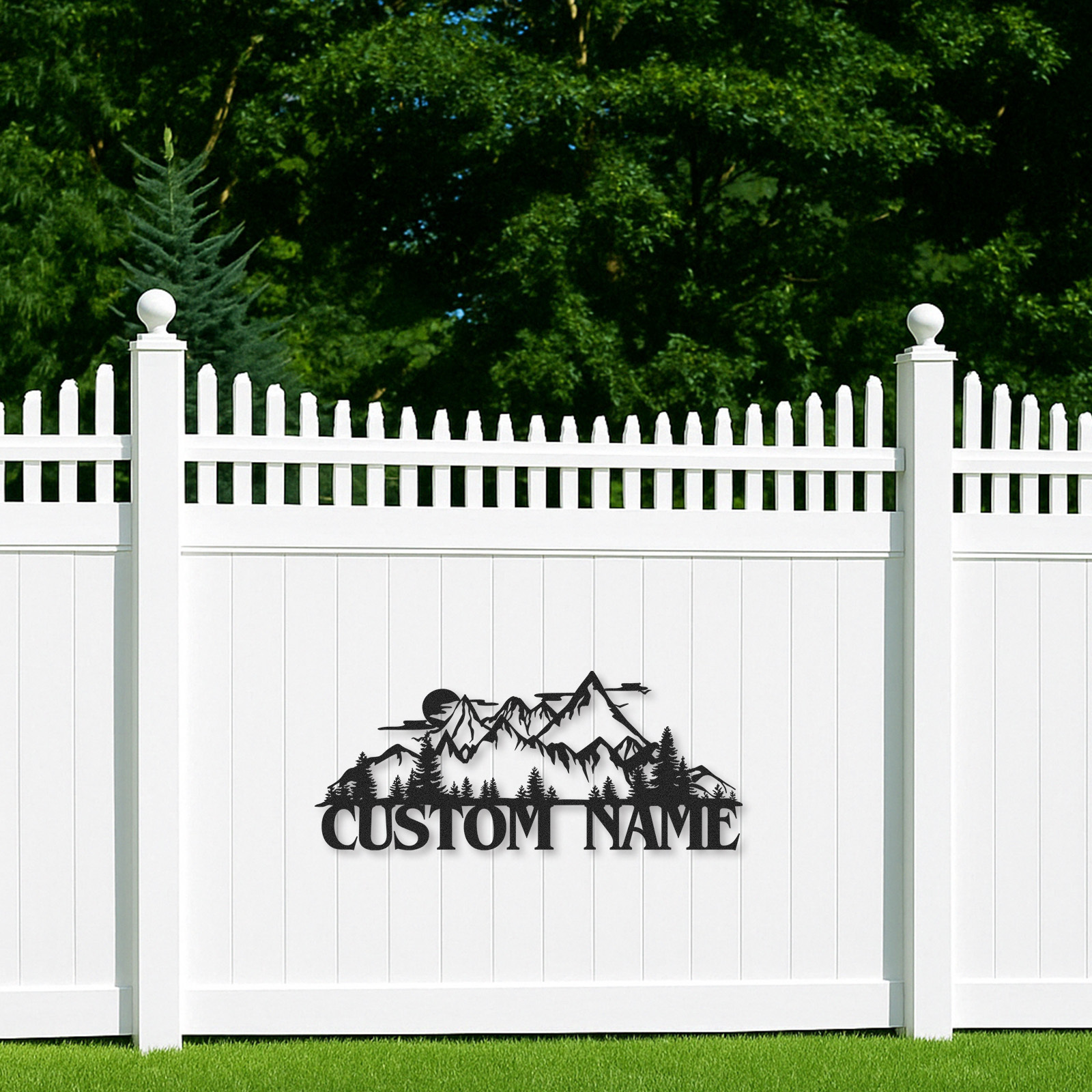 Mountain Landscape Metal Sign, Custom Forest Cabin Wall Decor, Personalized Rustic Name Sign