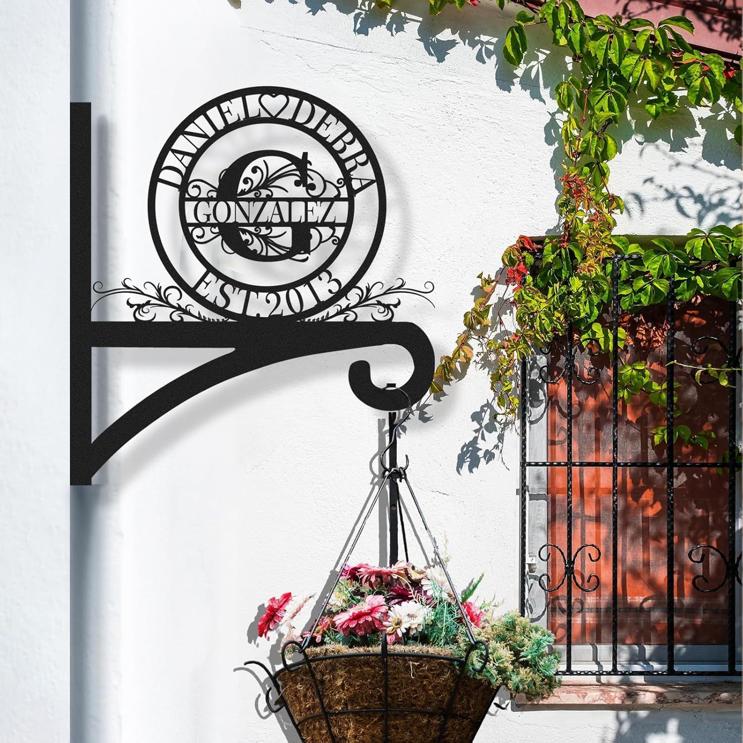 Custom Wall Plant Hanger Indoor and Outdoor, Personalized Name Outdoor Light Hangers-MetalsignX