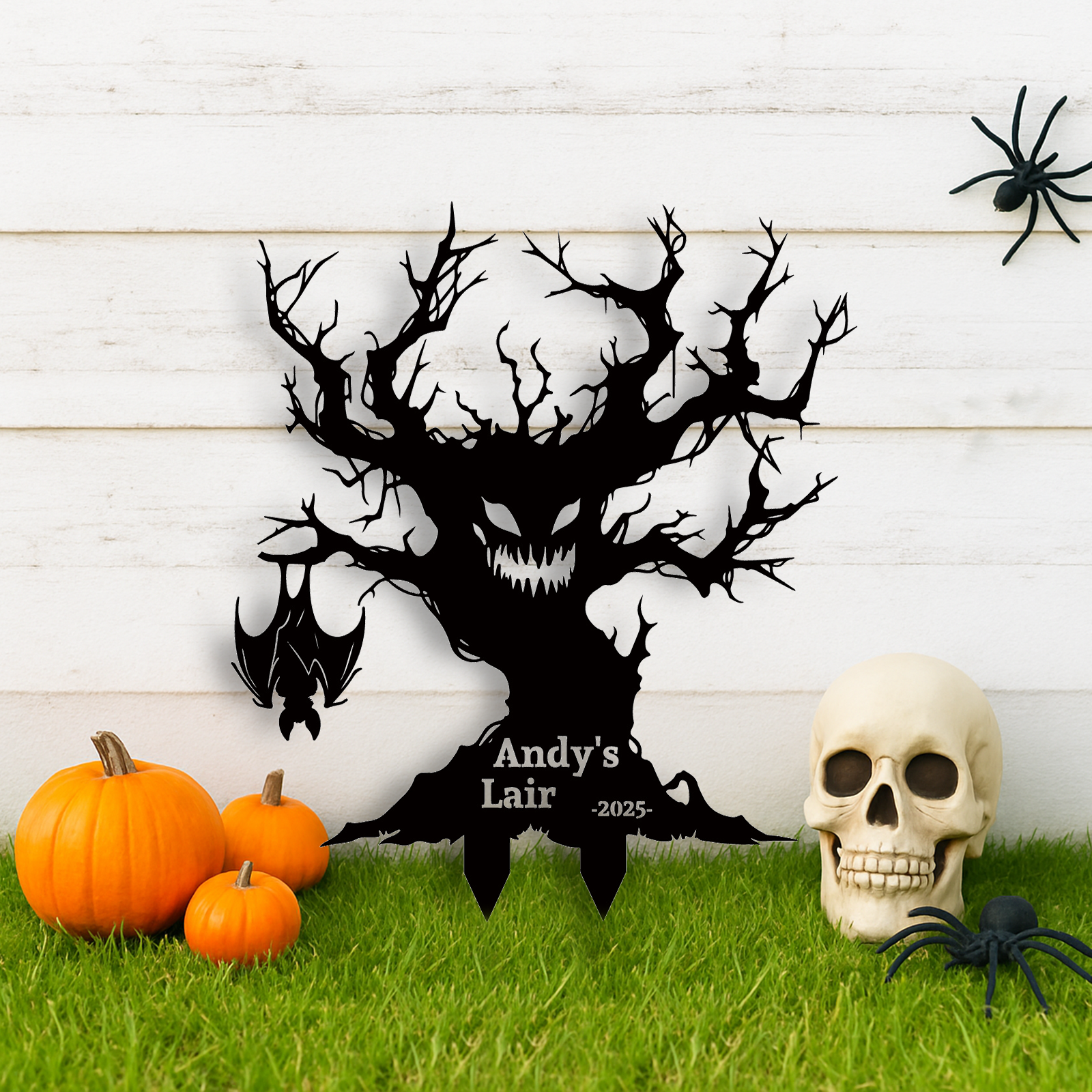 Custom Halloween Metal Garden Stake Halloween Metal Yard Art Sign Personalized Black Cat Scary Horror Outdoor Decor Spooky Season