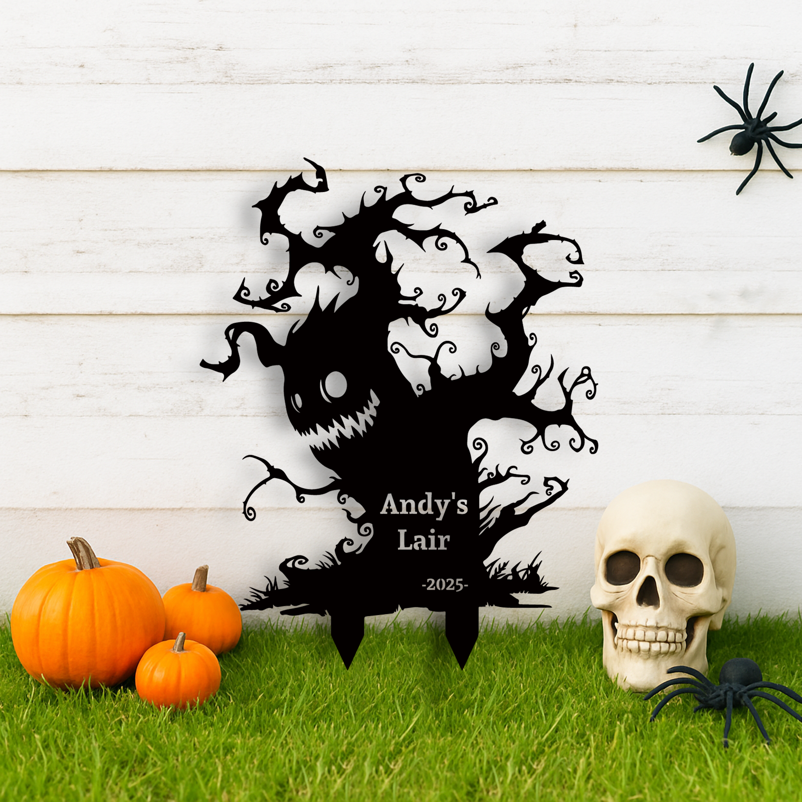 Custom Halloween Metal Garden Stake Halloween Metal Yard Art Sign Personalized Black Cat Scary Horror Outdoor Decor Spooky Season