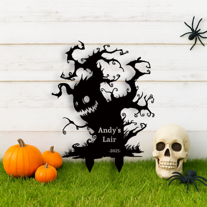 Custom Halloween Metal Garden Stake Halloween Metal Yard Art Sign Personalized Black Cat Scary Horror Outdoor Decor Spooky Season