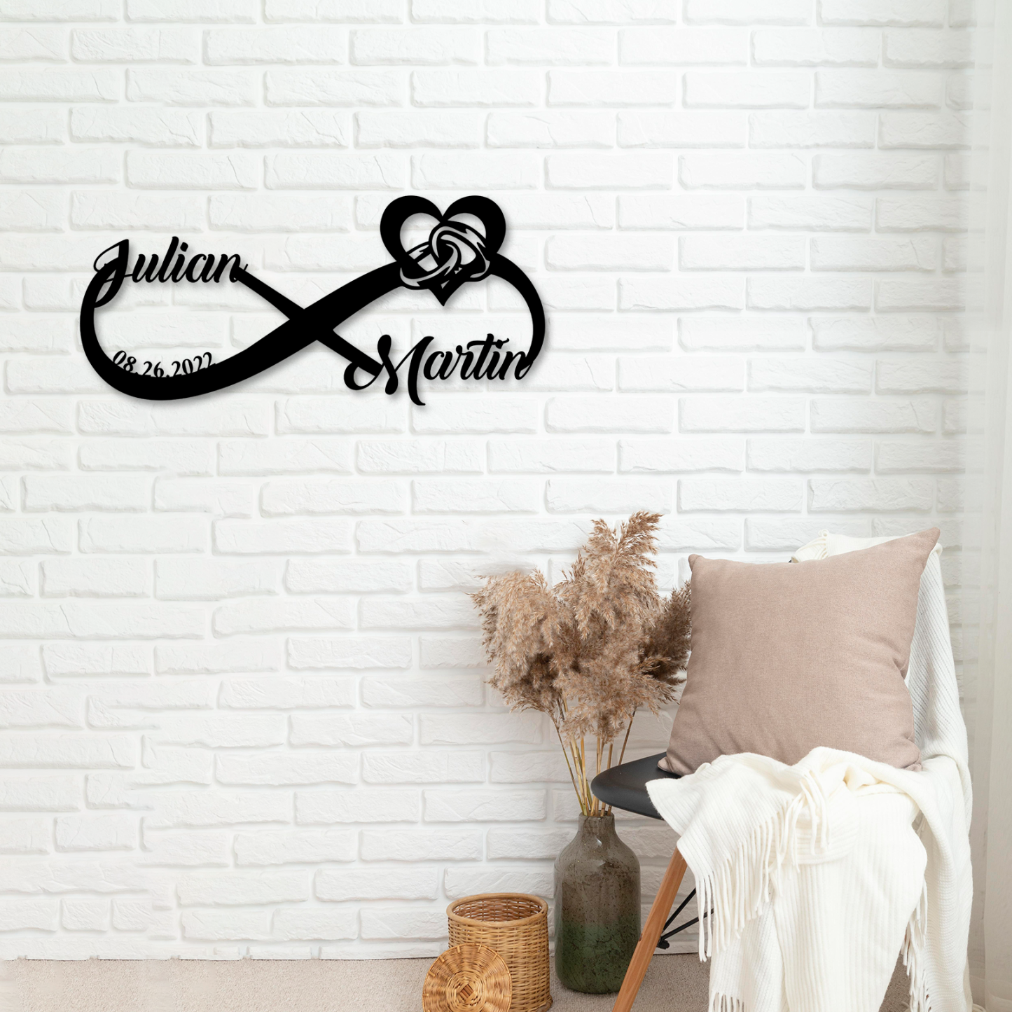 Personalized Infinity Sign, Custom Metal Name Sign, Wedding & Engagement Gift, Family Wall Art, Housewarming Gift 