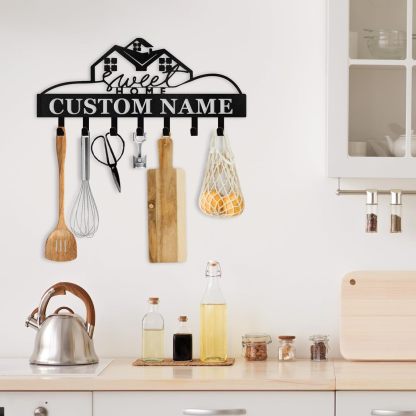 Custom Name Metal Key Holder Wall Mount, Organizer Rack for Home Entryway-MetalsignX