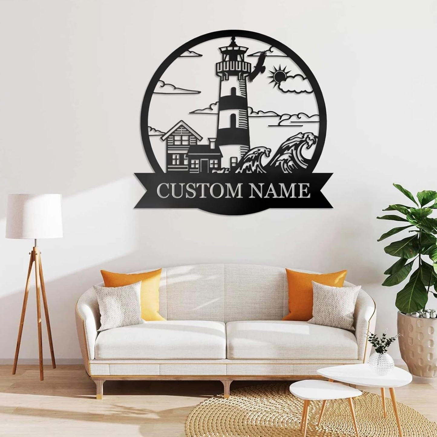 Personalized Lighthouse Metal Sign – Custom Nautical Outdoor Wall Decor for Beach House & Cabin-MetalsignX