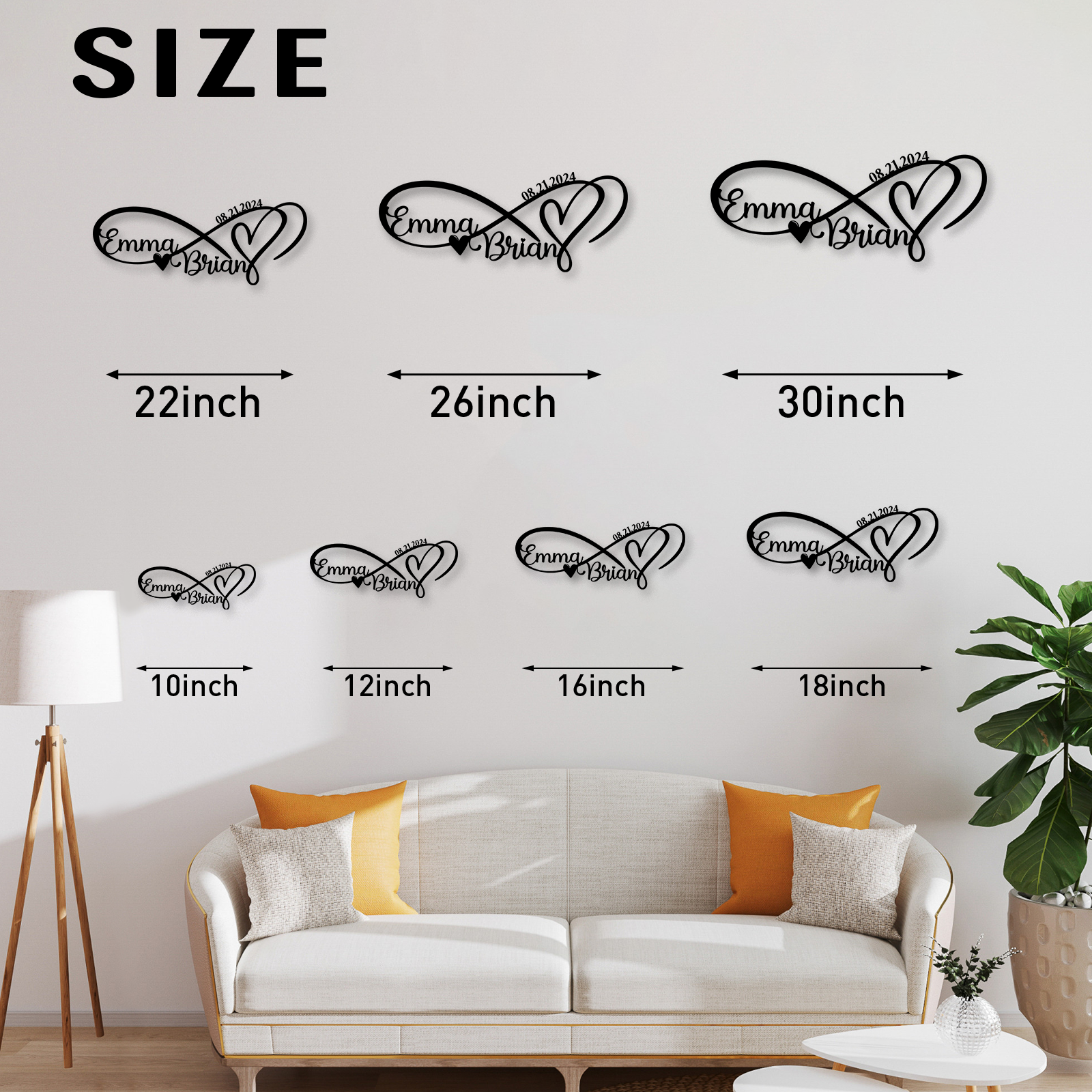 Personalized Infinity Sign, Custom Metal Name Sign, Wedding & Engagement Gift, Family Wall Art, Housewarming Gift 