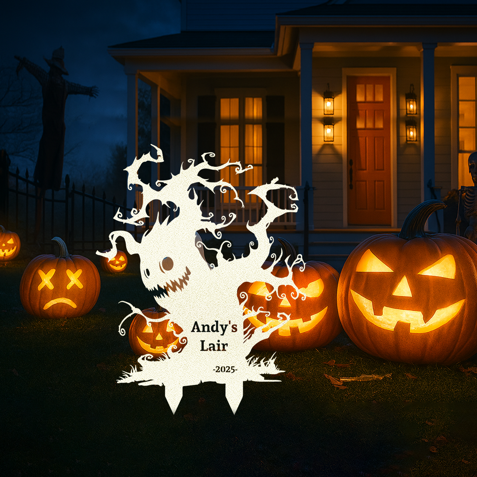 Custom Halloween Metal Garden Stake Halloween Metal Yard Art Sign Personalized Black Cat Scary Horror Outdoor Decor Spooky Season