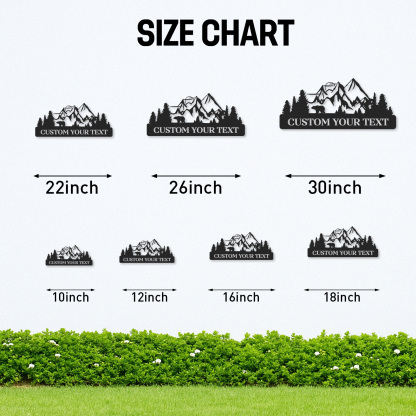 Custom Bear and Mountain Metal Sign, Personalized Cabin Decor, Outdoor Forest Name Sign for Campers