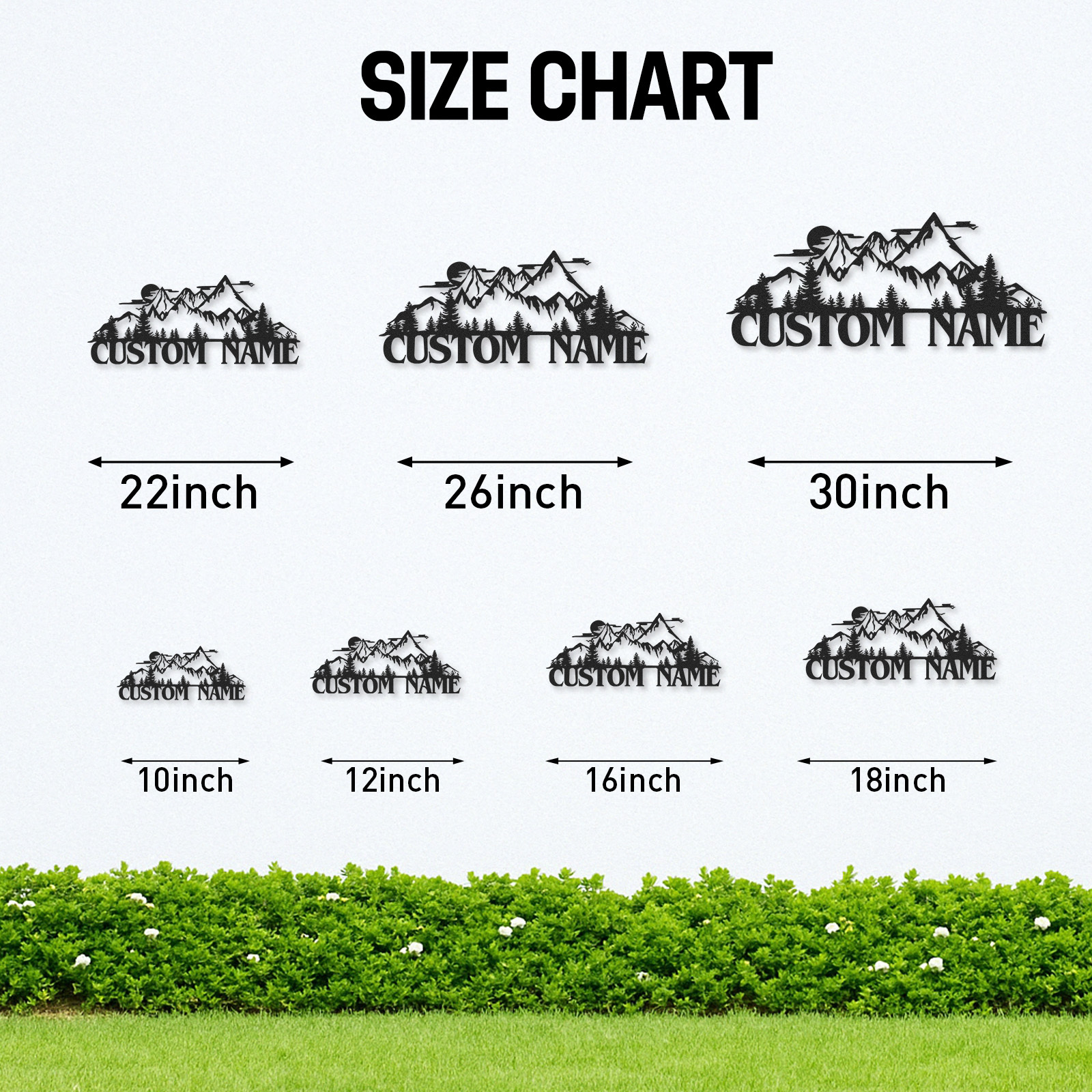 Mountain Landscape Metal Sign, Custom Forest Cabin Wall Decor, Personalized Rustic Name Sign