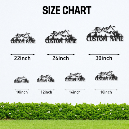 Mountain Landscape Metal Sign, Custom Forest Cabin Wall Decor, Personalized Rustic Name Sign