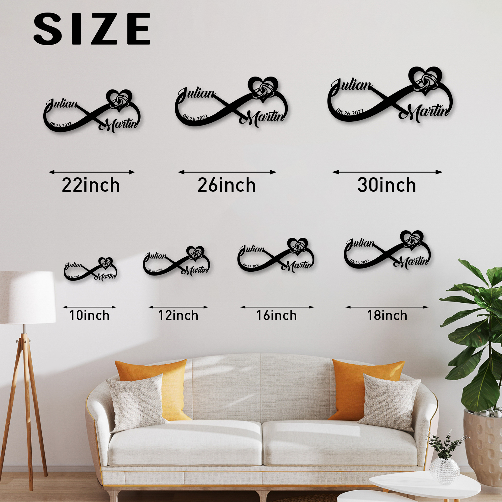 Personalized Infinity Sign, Custom Metal Name Sign, Wedding & Engagement Gift, Family Wall Art, Housewarming Gift 