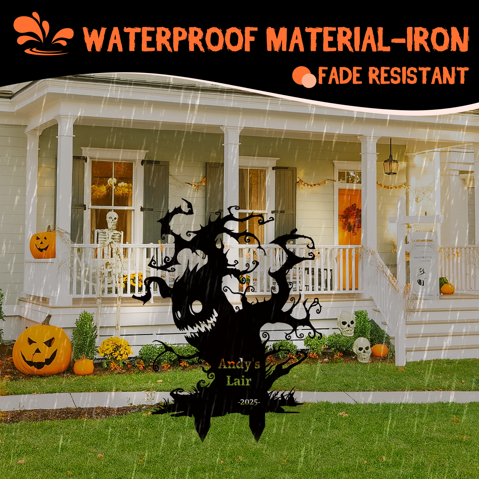 Custom Halloween Metal Garden Stake Halloween Metal Yard Art Sign Personalized Black Cat Scary Horror Outdoor Decor Spooky Season