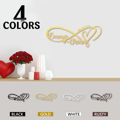 Personalized Infinity Sign, Custom Metal Name Sign, Wedding & Engagement Gift, Family Wall Art, Housewarming Gift 