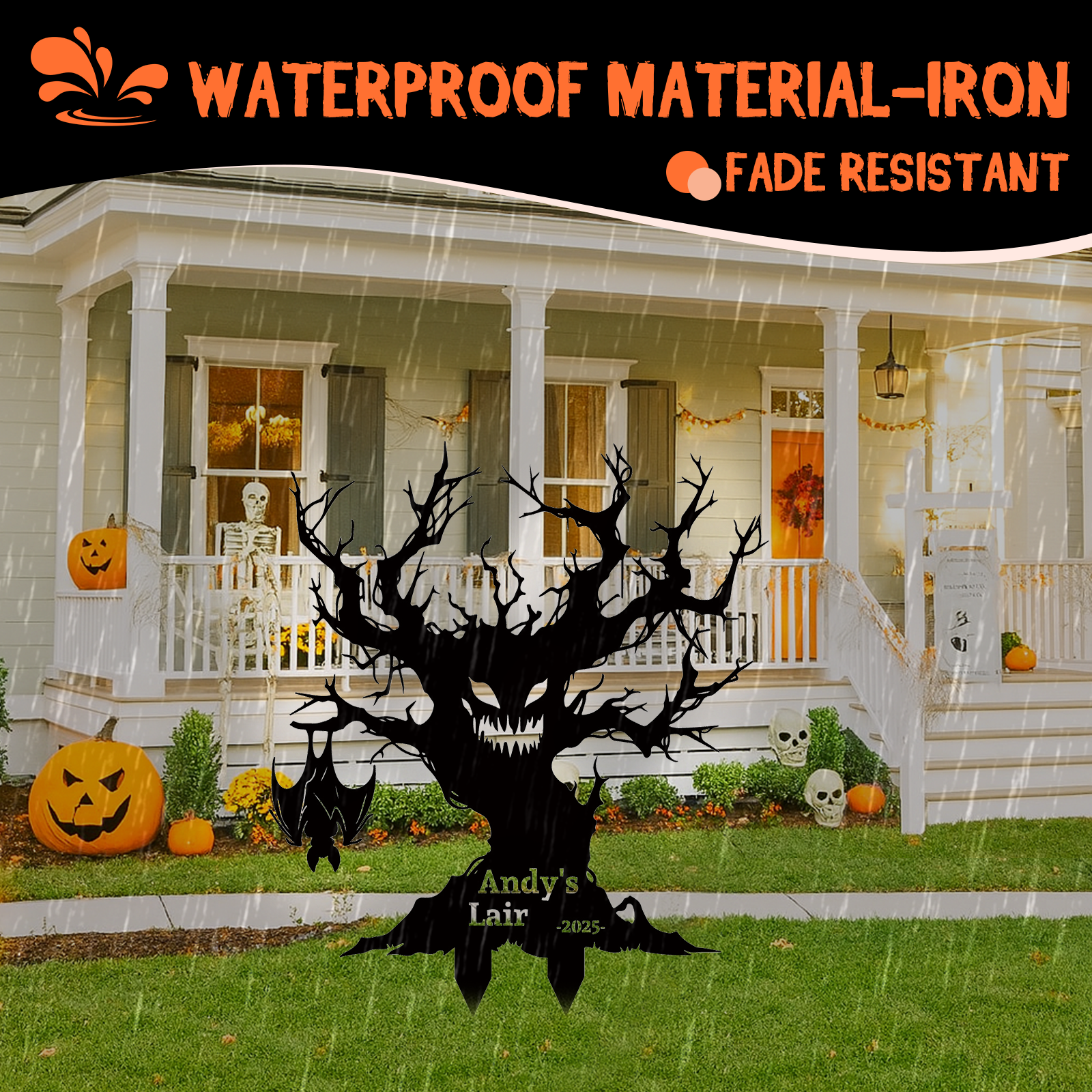 Custom Halloween Metal Garden Stake Halloween Metal Yard Art Sign Personalized Black Cat Scary Horror Outdoor Decor Spooky Season