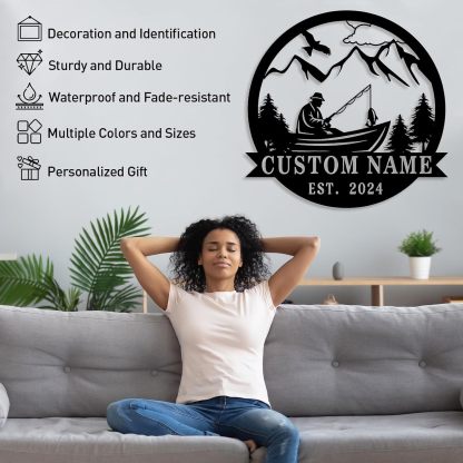 Personalized Largemouth Bass Metal Sign, Custom Fishing Last Name Sign for Home, Fish Family Signs Wall Decor-MetalsignX