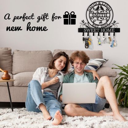 Personalized Couple's Name Key Rack Coat Rack, Metal Key Holder, Housewarming Gifts-MetalsignX