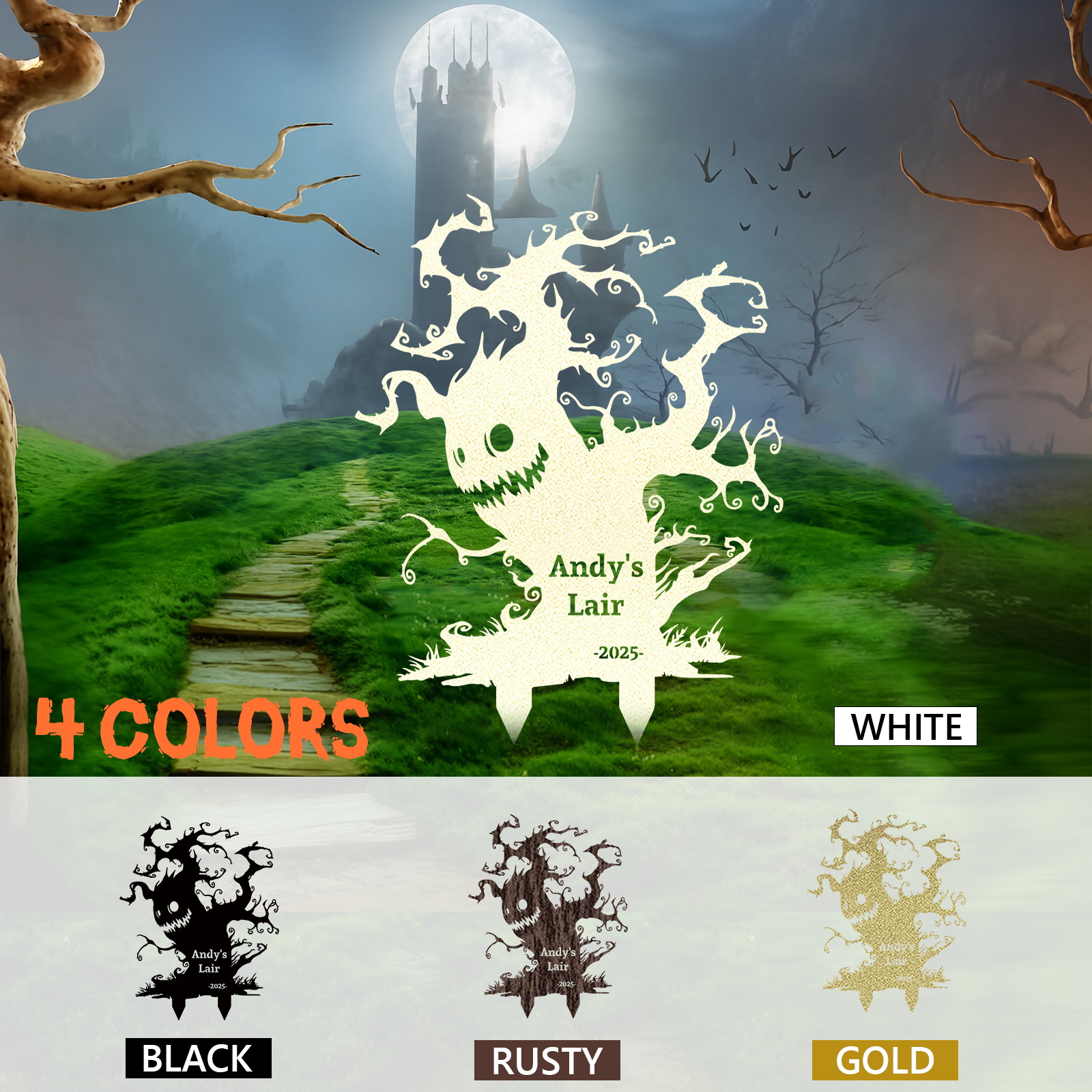 Custom Halloween Metal Garden Stake Halloween Metal Yard Art Sign Personalized Black Cat Scary Horror Outdoor Decor Spooky Season