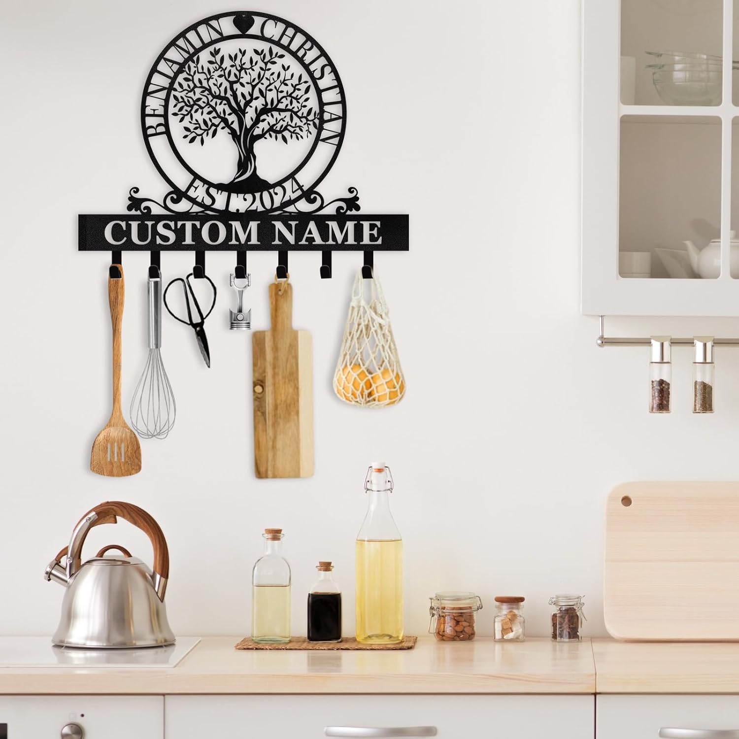 Custom Name Metal Key Holder Wall Mount, Organizer Rack for Home Entryway-MetalsignX