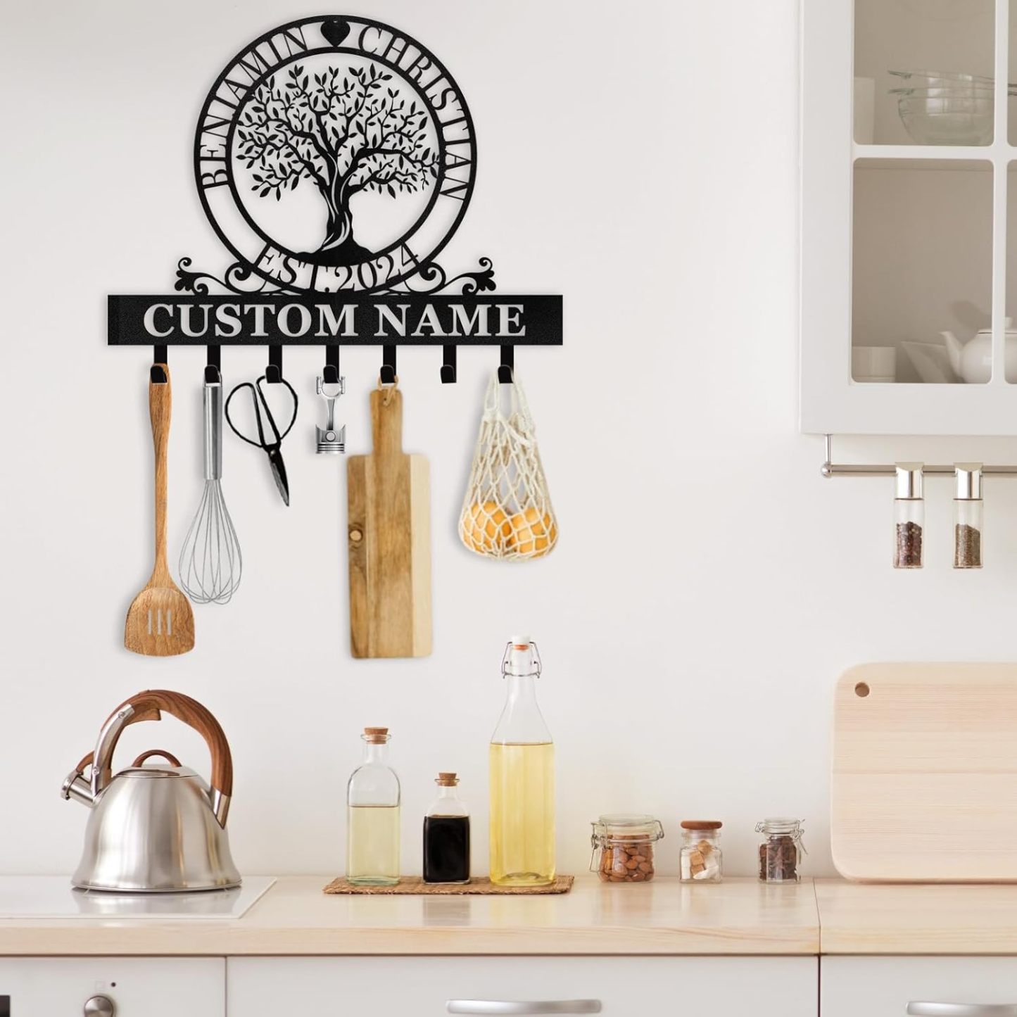 Custom Name Metal Key Holder Wall Mount, Organizer Rack for Home Entryway-MetalsignX