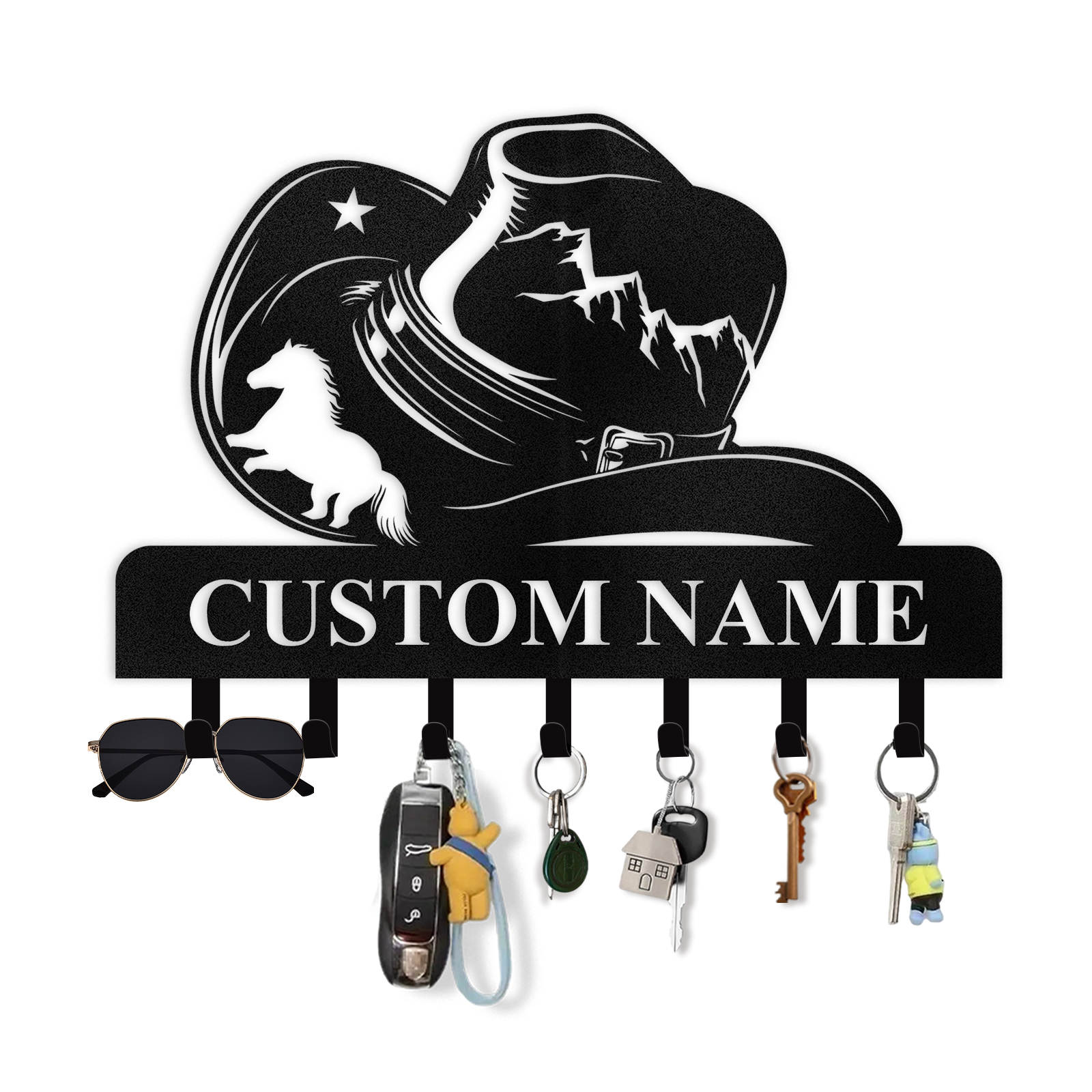 Personalized Cowgirl Metal Coat Hooks, Key Holder Wall Mount, Clothes Hat Key Rack Organizer, Western Wall Art, Key Hanger Wall Decor for Living Room Bedroom Kitchen Entryway Color06