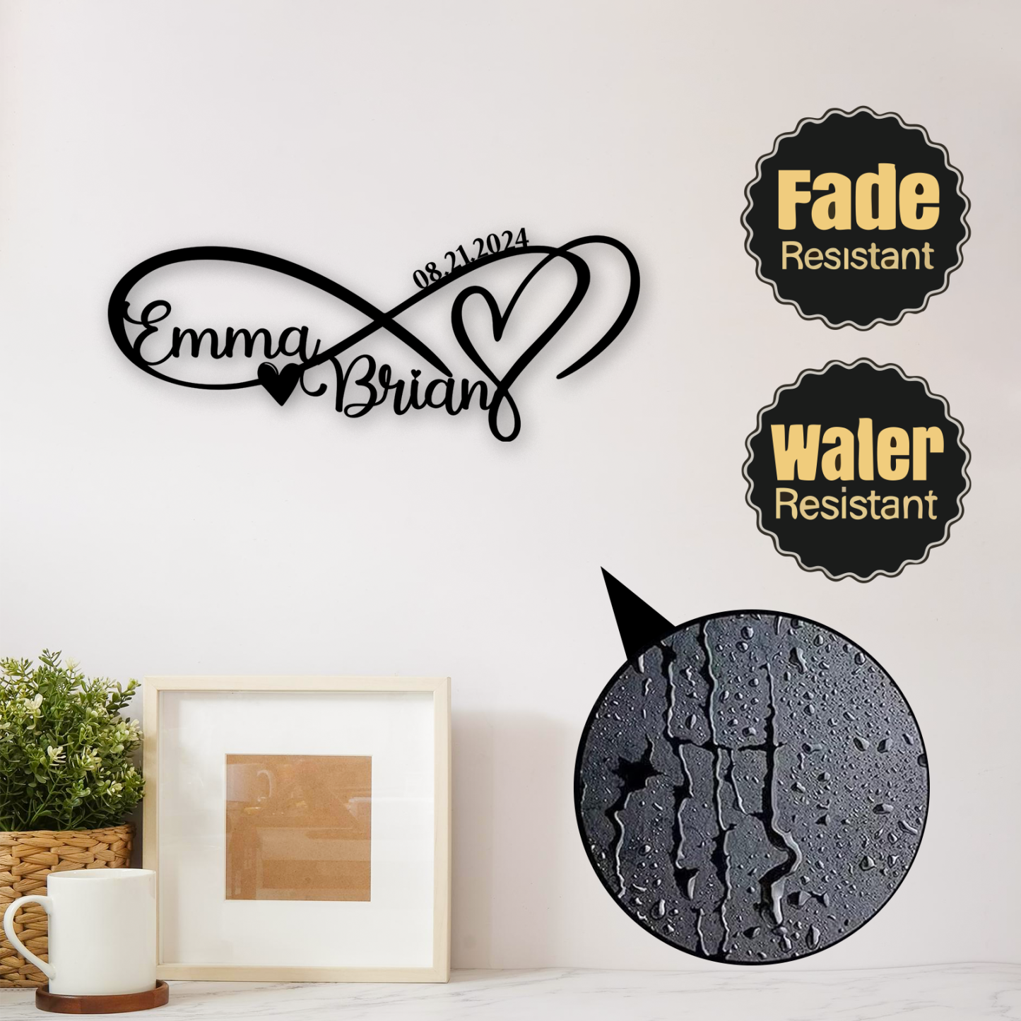 Personalized Infinity Sign, Custom Metal Name Sign, Wedding & Engagement Gift, Family Wall Art, Housewarming Gift 