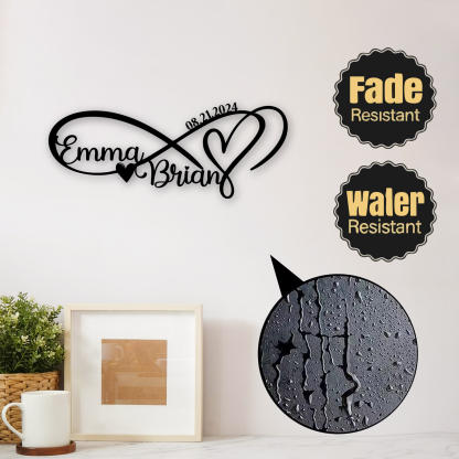 Personalized Infinity Sign, Custom Metal Name Sign, Wedding & Engagement Gift, Family Wall Art, Housewarming Gift 