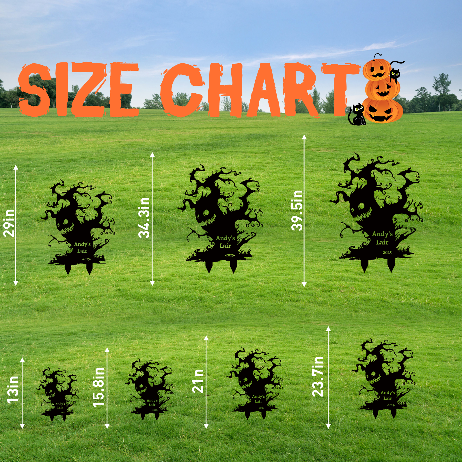 Custom Halloween Metal Garden Stake Halloween Metal Yard Art Sign Personalized Black Cat Scary Horror Outdoor Decor Spooky Season