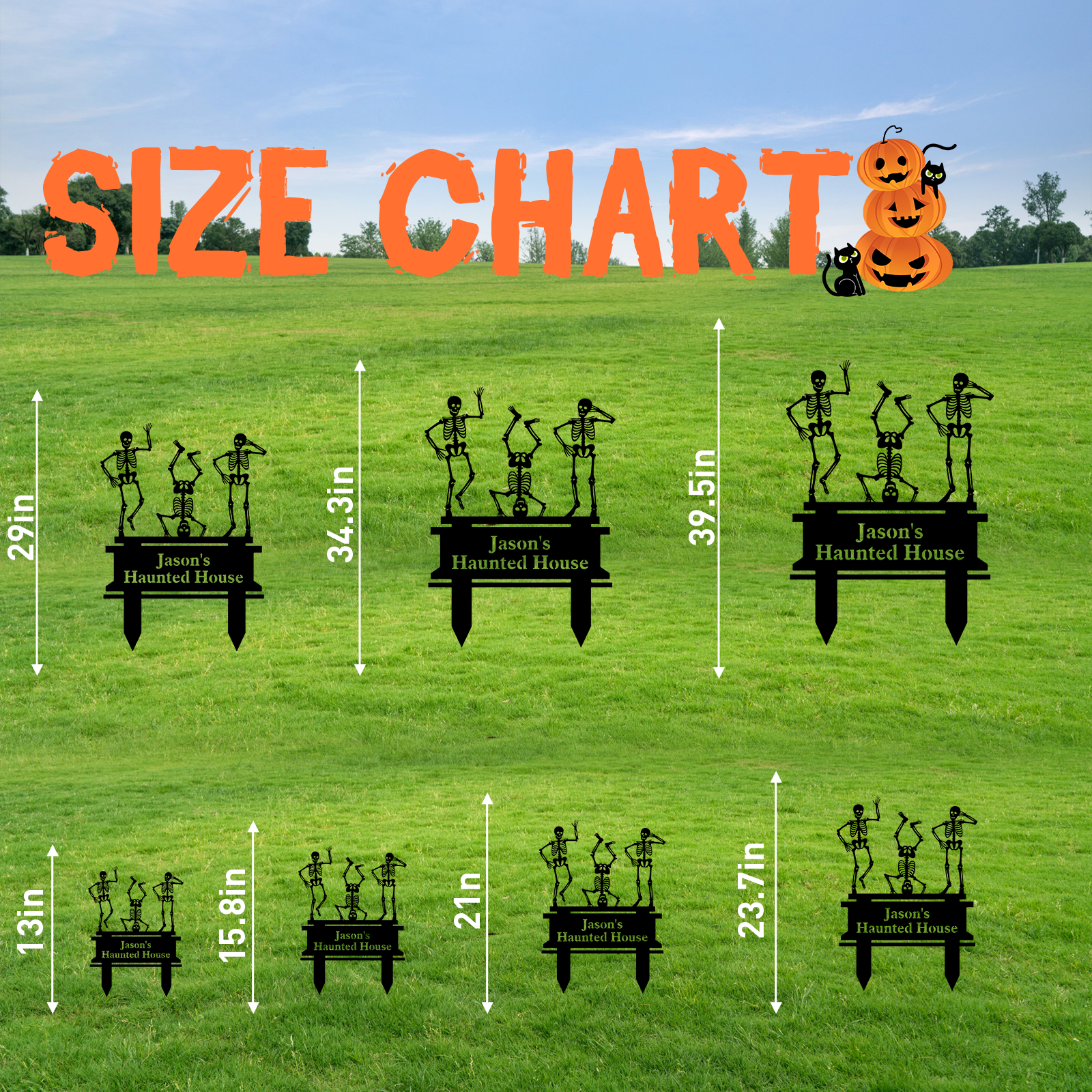 Personalized Skeleton Halloween Decor, Custom Halloween Outdoor Sign, Halloween Garden Sign, Metal Halloween Yard Stake, Custom Name Spooky Outdoor Decor