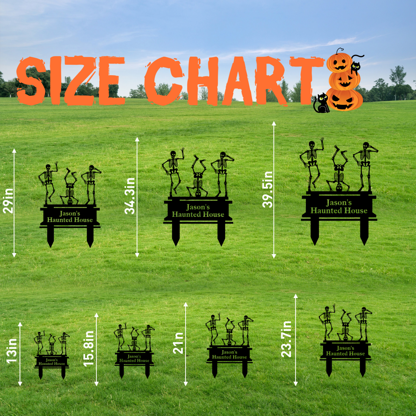 Personalized Skeleton Halloween Decor, Custom Halloween Outdoor Sign, Halloween Garden Sign, Metal Halloween Yard Stake, Custom Name Spooky Outdoor Decor