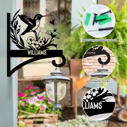 Personalized Iron Hanging Plant Bracket, Customizable Decorative Wall Plant Hanger Indoor Outdoor, Custom Name Bird Feeder Hook, Anti Rust Metal Hook for Wind Chimes Lantern