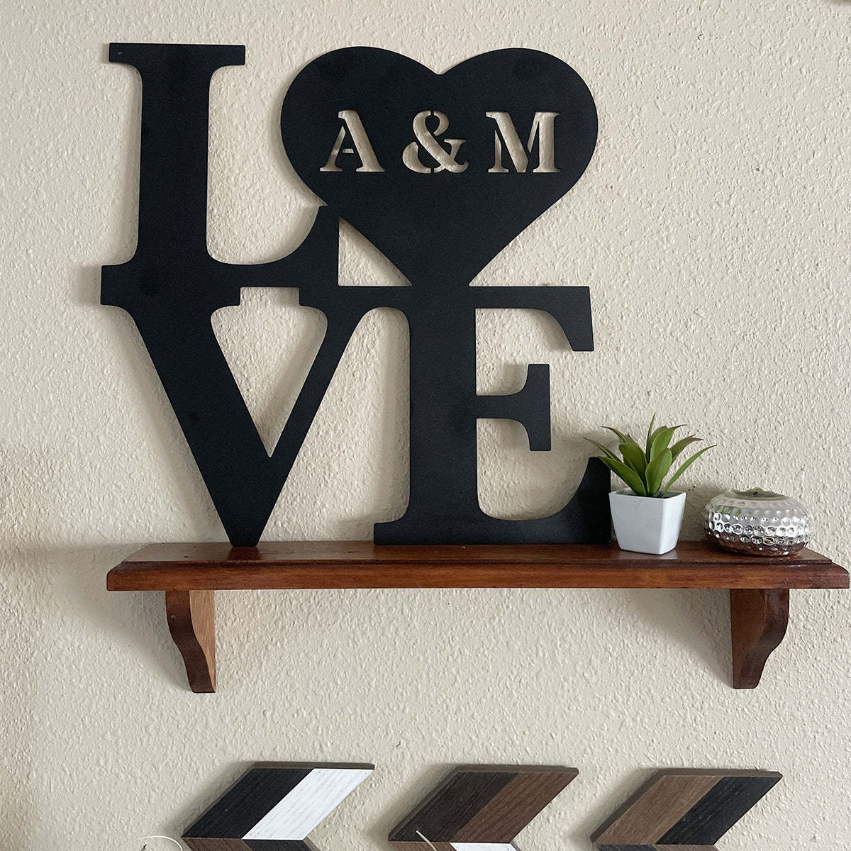 Custom Metal Love Sign, Personalized Monogram Wall Art, Rustic Home Decor, Perfect for Gifts-MetalsignX