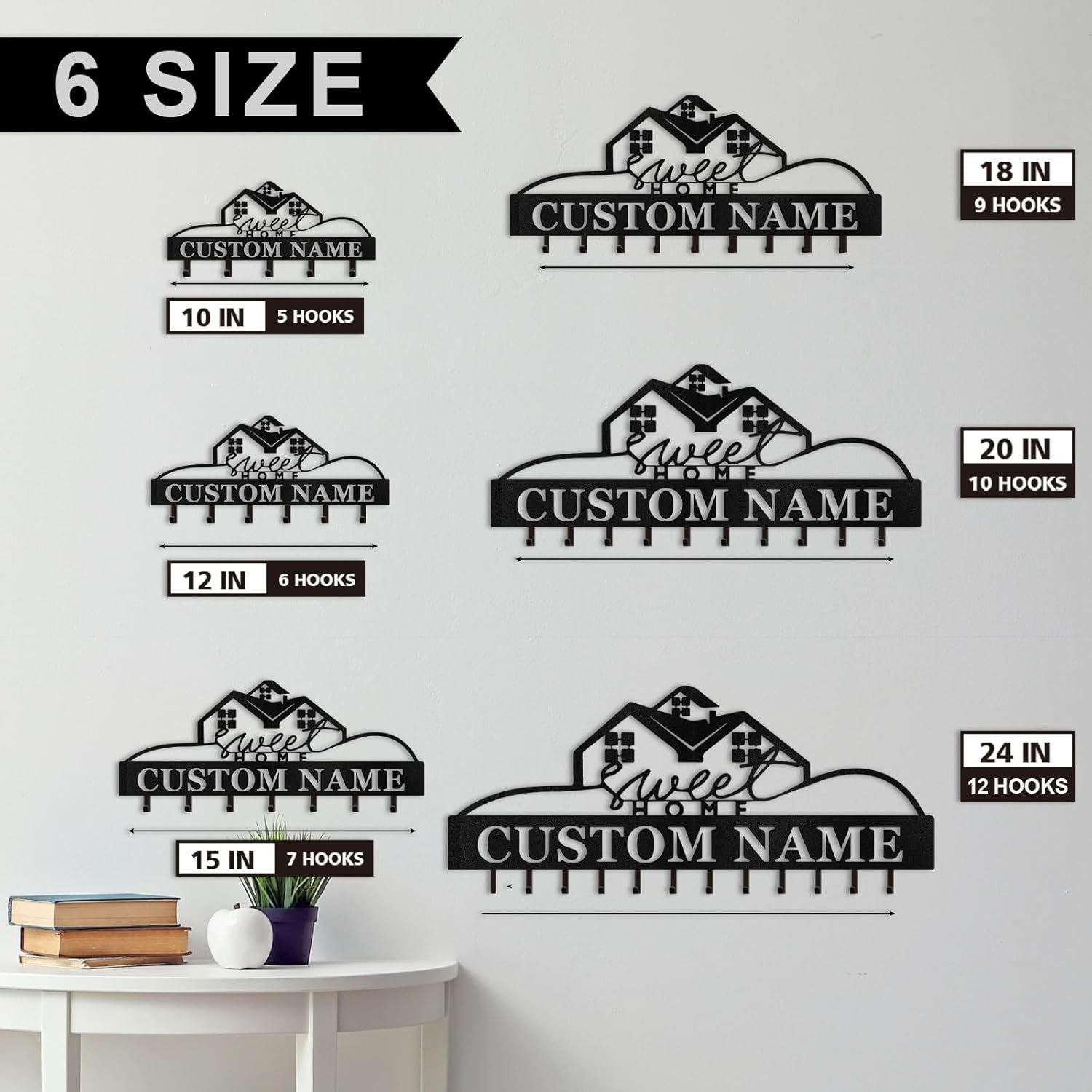 Custom Name Metal Key Holder Wall Mount, Organizer Rack for Home Entryway-MetalsignX