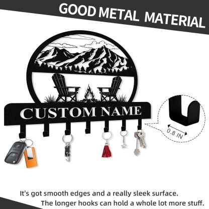 Personalized Key Holder for Wall, Custom Camping Wall Key Hooks with Name-MetalsignX