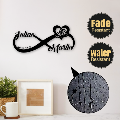 Personalized Infinity Sign, Custom Metal Name Sign, Wedding & Engagement Gift, Family Wall Art, Housewarming Gift 