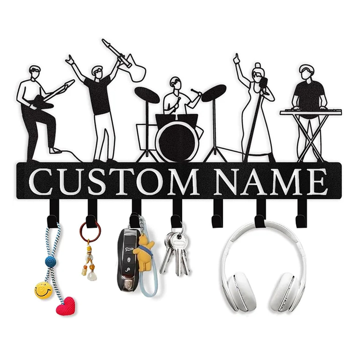 Custom Name Metal Key Holder Wall Mount, Organizer Rack for Home Entryway-MetalsignX