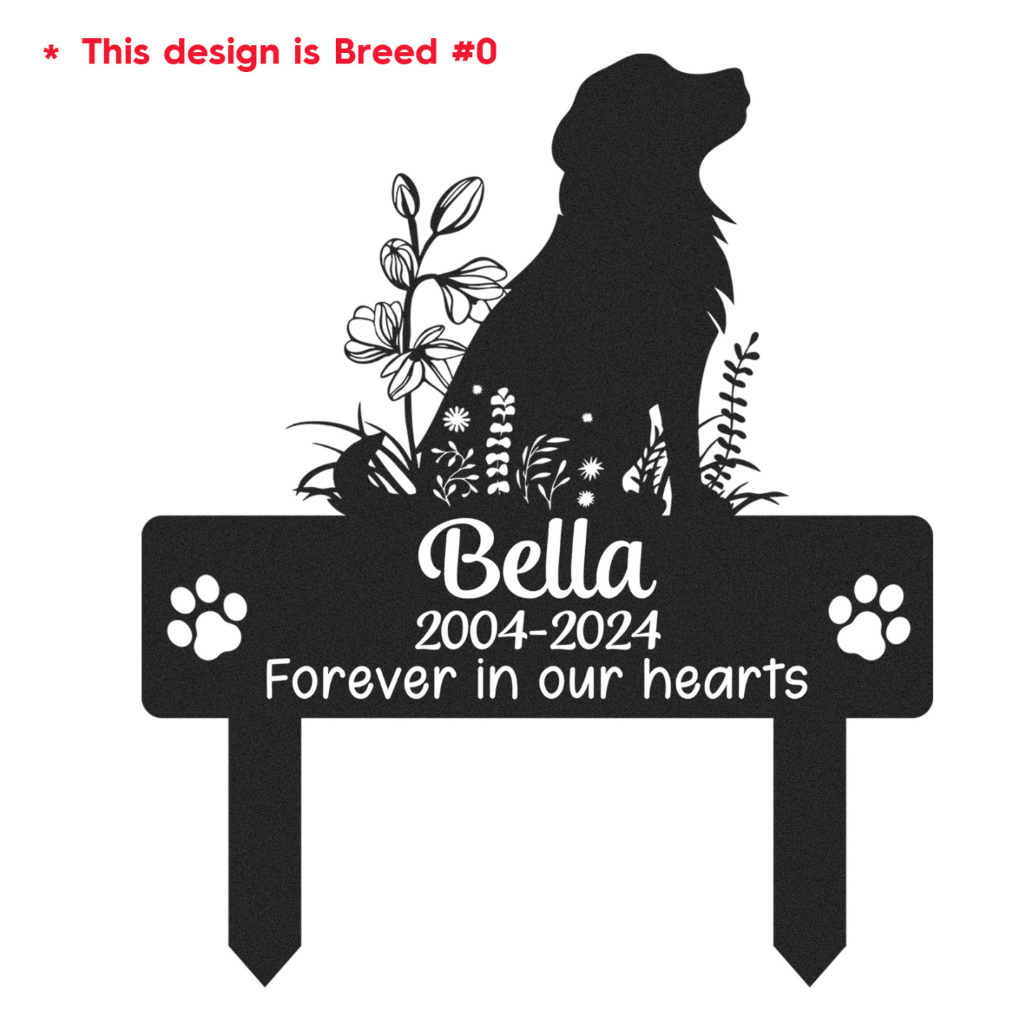 Custom Dog Memorial Garden Stake, Any Dog Breed Pet Loss Marker, Personalized Golden Retriever Outdoor Tribute Metal Sign, Sympathy Gift for Pet Owners