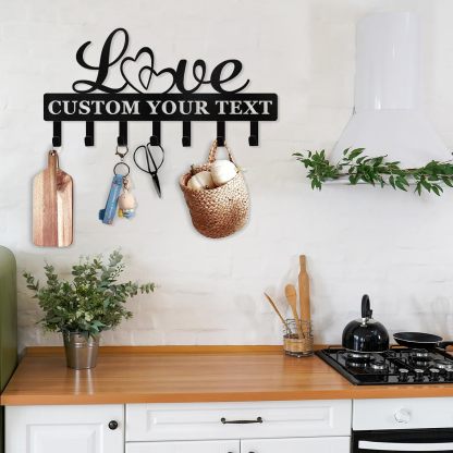 Personalized Key Holder for Wall, Key Holder Wall Mount with Love Design-MetalsignX